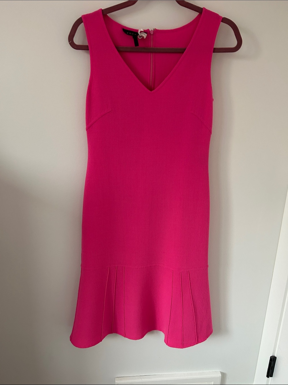 Escada Hot Pink Sleeveless V-Neck Fit-and-Flare Dress with matching blazer